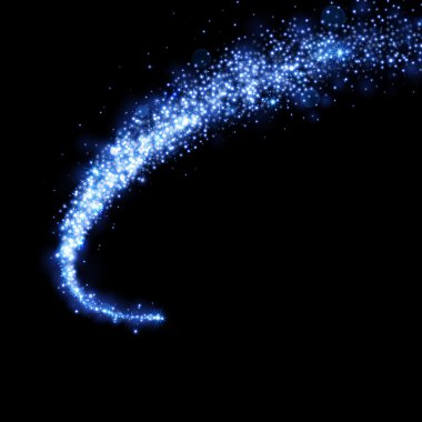 Parlak kuyruklu yıldız kuyruk. Mavi glitter parıldıyor