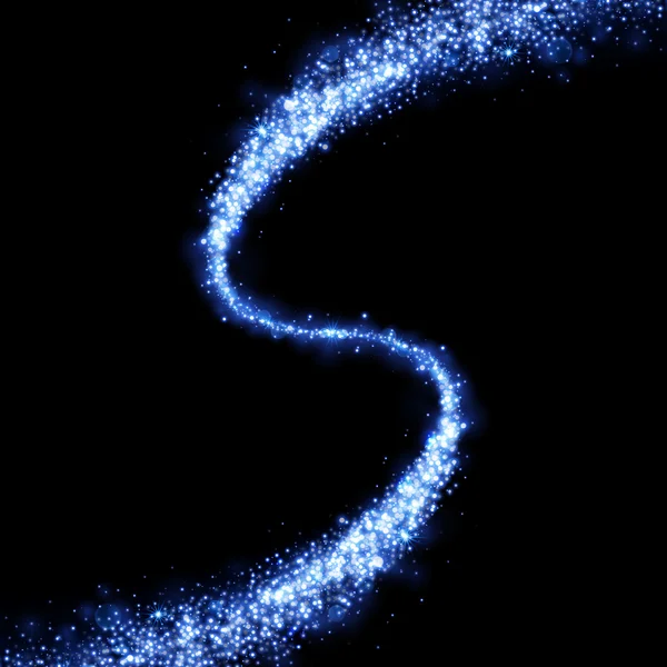 Cola de cometa brillante. Brillos de brillo azul — Vector de stock