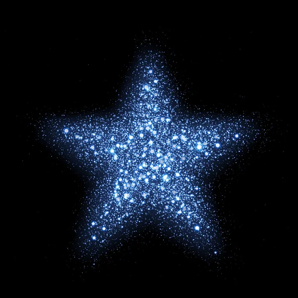 Blue glitter particles in star shape — Stock Vector