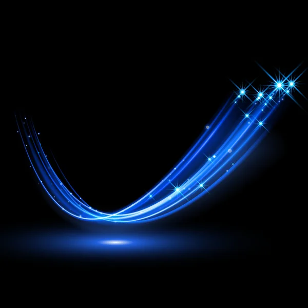 輝く粒子の青のきらびやかなスター ・ ダスト トレイル — ストックベクタ