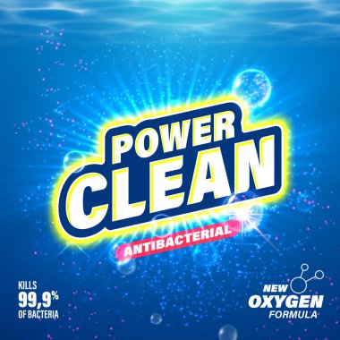 Laundry detergent, toilet cleanser package design clipart