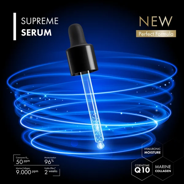 Opperste serum druppelaar met coenzym Q10 essentie — Stockvector