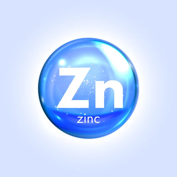 Icono azul mineral de zinc. Vector 3D cápsula píldora gota — Archivo Imágenes Vectoriales