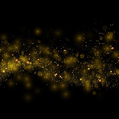 Yıldız tozu pırıltılı altın ışıltılı parçacıklar iz
