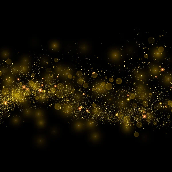Goud glinsterende sterren stof trail fonkelende deeltjes — Stockvector