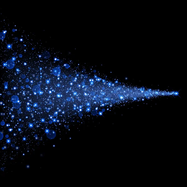 Vector azul neón brillante rastro de polvo de estrellas — Vector de stock
