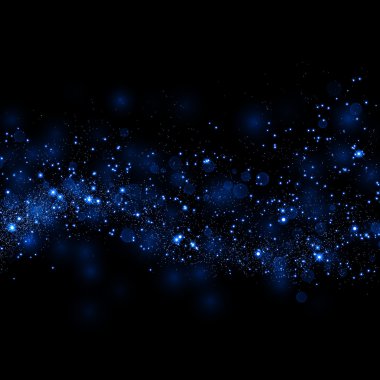 Yıldız tozu parlak neon mavi parlak parçacıkları izi