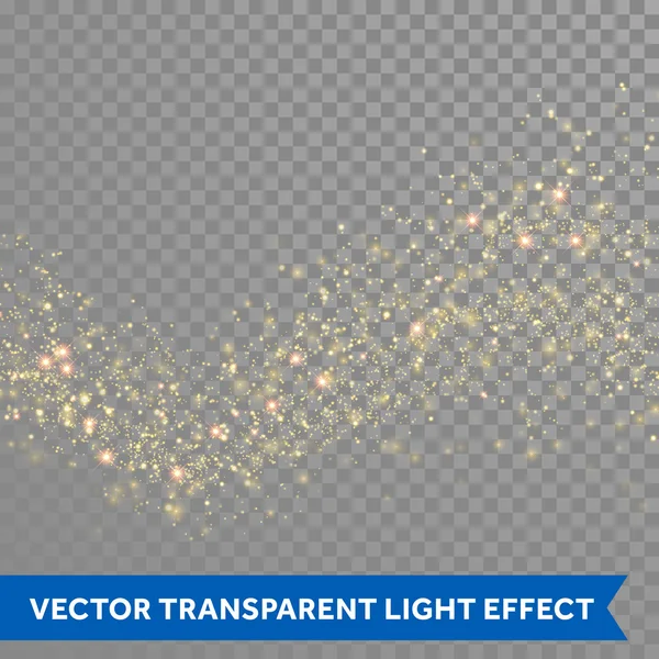 Oro brillante estrella polvo rastro partículas chispeantes — Vector de stock