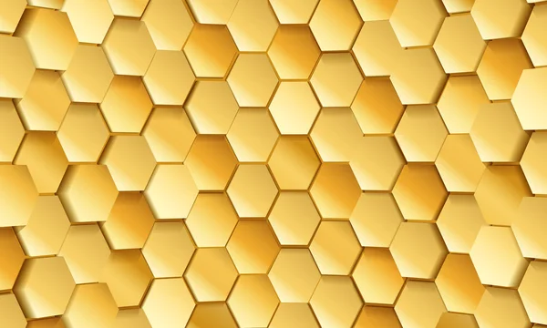 Piastrella d'oro di forma a nido d'ape piastre di sfondo — Vettoriale Stock