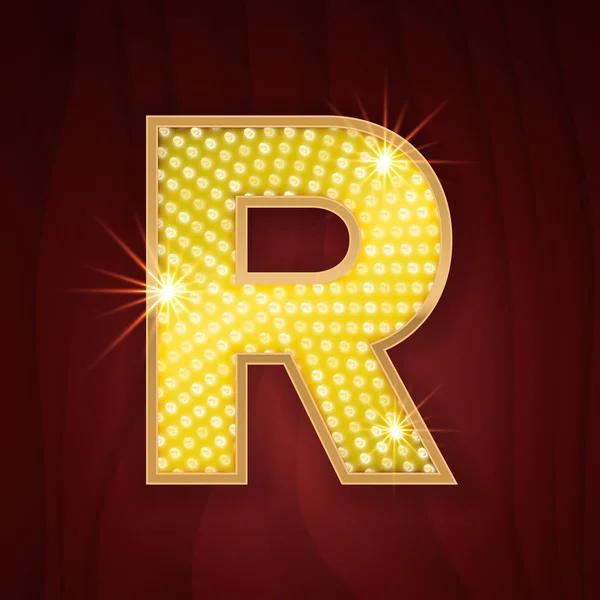 Gouden licht lamp Bulb letter R — Stockvector