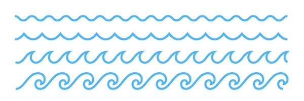 Mavi çizgi okyanus dalgası süsleme deseni — Stok Vektör