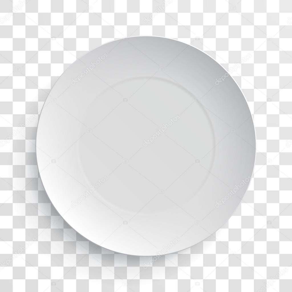 Piatto piatto bianco vuoto isolato modello mockup 3d — Vettoriali Stock