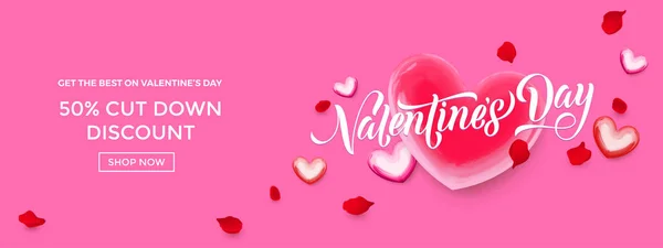 Dia Dos Namorados Venda Web Banner Valentim Balão Coração Vermelho —  Vetores de Stock