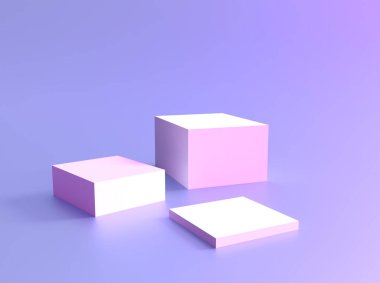 Podyum kaidesi arka planı veya platformu, 3 boyutlu küp kutular. Ürün sunumunda podyum kaidesi