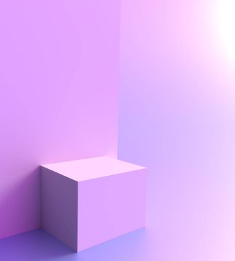 Podyum kaide arka planı, 3D ekran platformu. Ürün raf veya blok kutucuk kaidesi, kare görünüm kaidesi