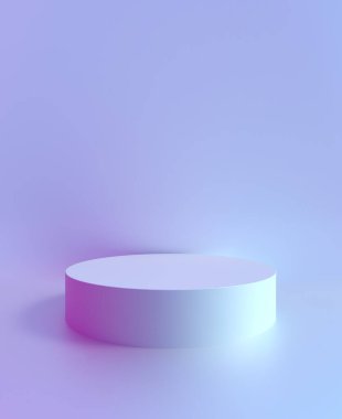 Podyum kaidesi arka planı, ürün sergisi 3D stüdyo odasında. Lüks kozmetik ürünler sergisi için 3D podyum kaidesi