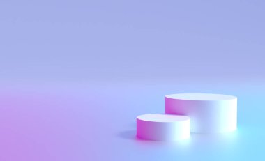 Podyum kaidesi arka planı, ürün sergisi 3D stüdyo odasında. Kozmetik ürün sergisi için 3B podyum kaidesi