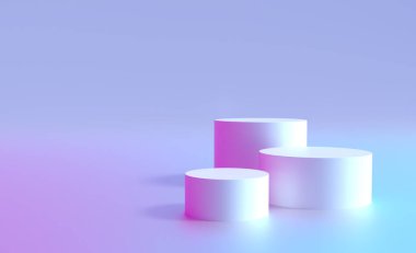 Podyum kaide arka planı, ürün sergisi, 3D yuvarlak stand platformu. Kozmetik ürünler podyum veya vitrin kaidesi