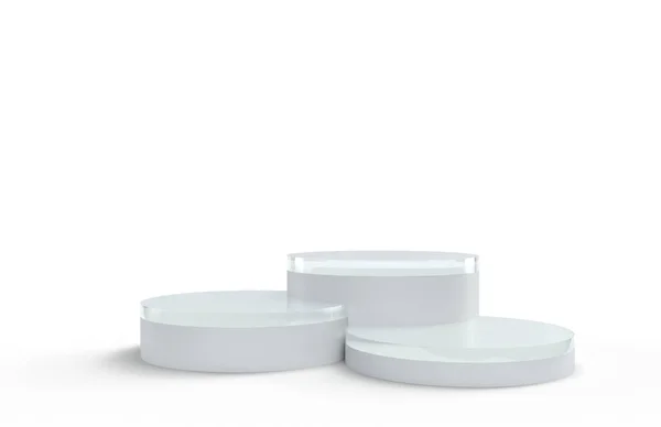 Podyum Platformu Beyaz Sahne Standı Gerçekçi Ürün Görüntüleme Arka Planı — Stok fotoğraf