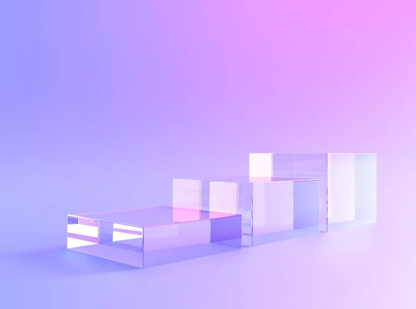 Displaypodium Produkthintergrund Aus Glaskristall Standfuß Produktpräsentationsdisplay Oder Kristallglassockel Transparente Podiumsplattform — Stockfoto