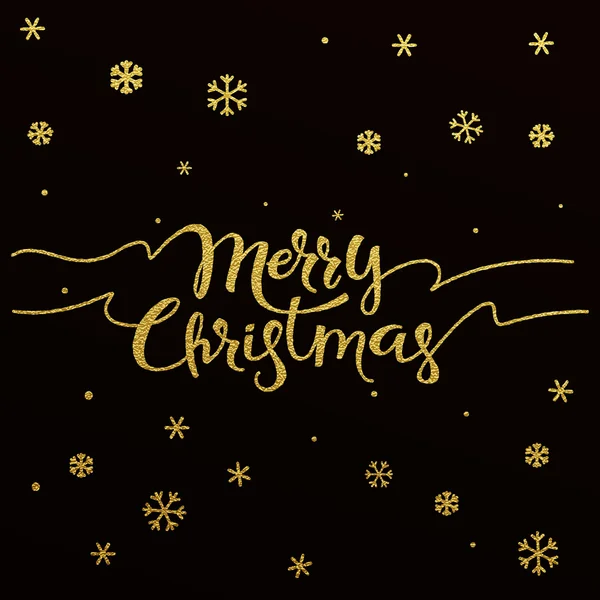 Merry Christmas - gold glittering lettering — Stock Vector