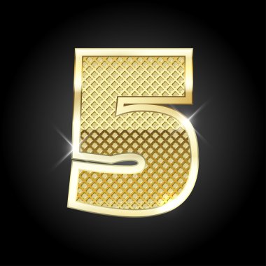 Vektör metal altın harf numarası 5 5