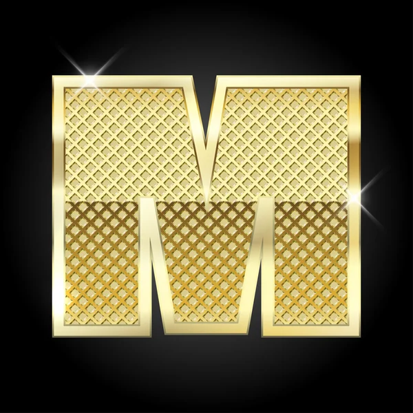 Vector metalen goud letter M — Stockvector