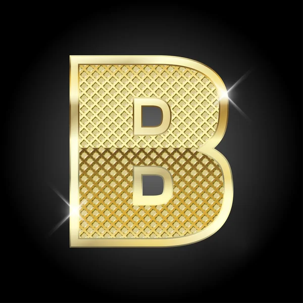 Vector metal gold letter B — Stock Vector