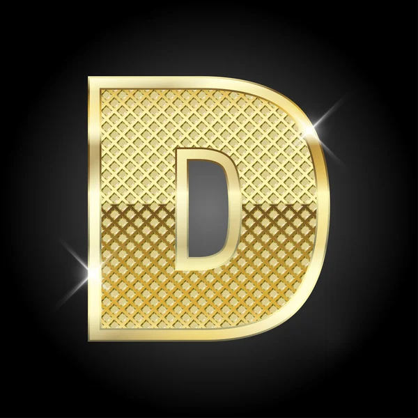 Vector metal gold letter D — Stock Vector