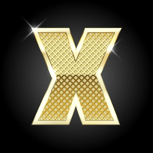 Векторна металева золота літера X — стоковий вектор