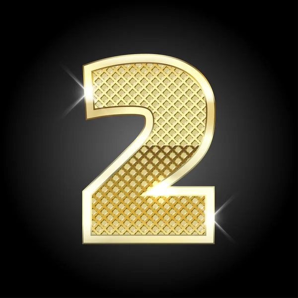 番号 2 つ 2 のベクトル金属ゴールド文字 — ストックベクタ