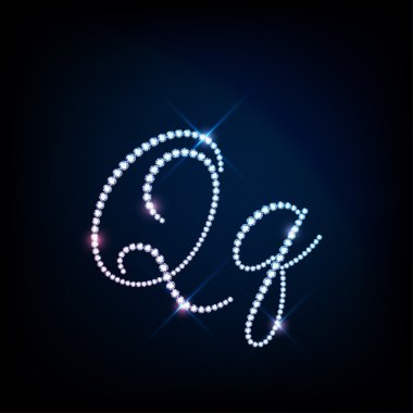 Elmas ışıltılı harf Q parlak Gümüş mucevheratlar