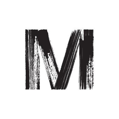 Harf M elle kuru fırça ile çizilmiş