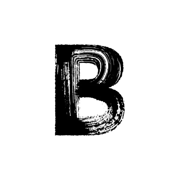 Letter B hand drawn with dry brush — Stock Vector