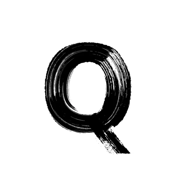 乾いたブラシで描画された文字 Q 手 — ストックベクタ