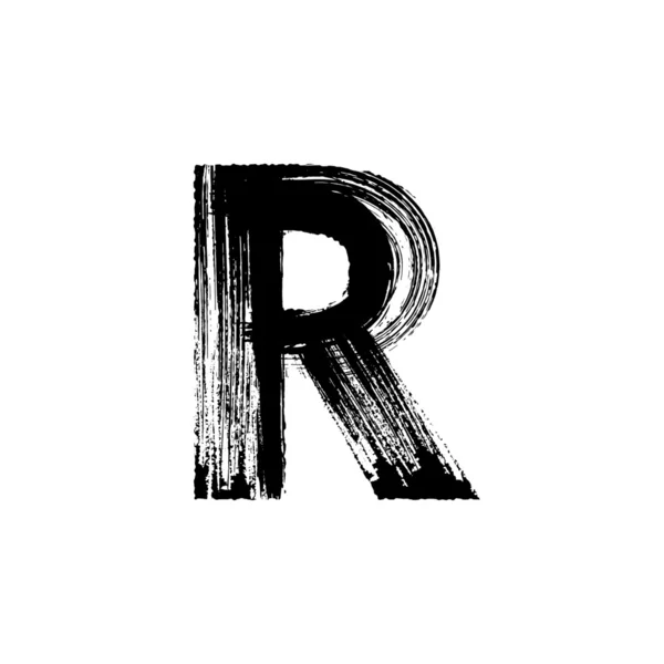 Letra R dibujada a mano con pincel seco — Vector de stock