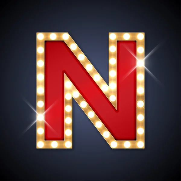 Písmeno N je v tvaru retro sing-Rady s lampami — Stockový vektor