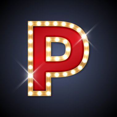 Retro sing-kurulu lambalar ile şeklinde P harfi