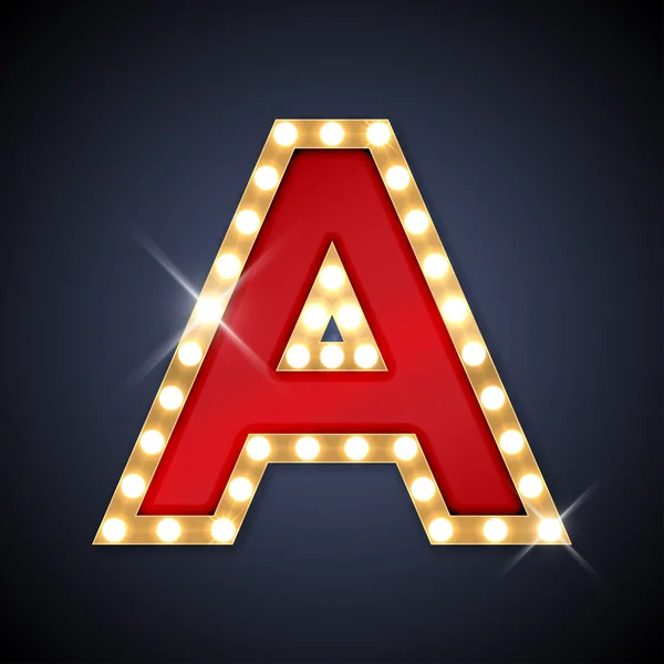 Litera A w kształcie retro śpiewać deska z lampy — Wektor stockowy