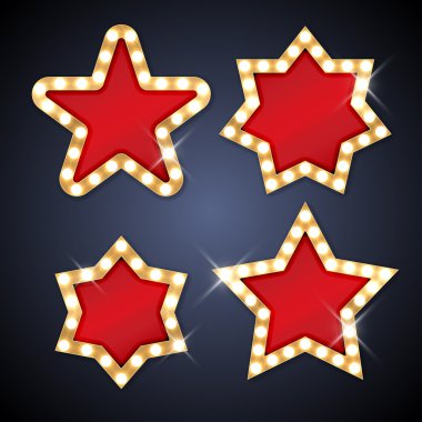 Retro light bulb star frame with space for text