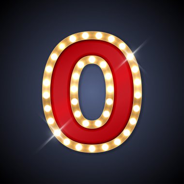 Vector illustration of realistic retro signboard number 0 zero