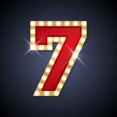 Vector illustration of realistic retro signboard number 7 seven clipart