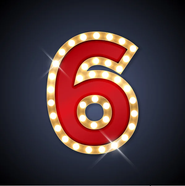 Vector illustration of realistic retro signboard number 6 six — Stockový vektor