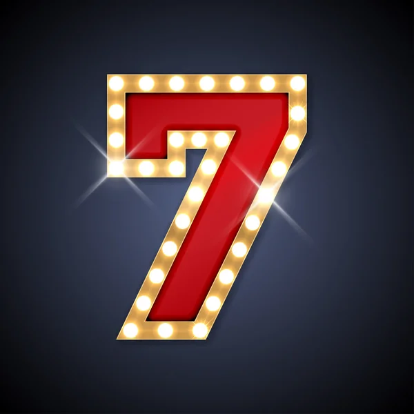 Vector illustration of realistic retro signboard number 7 seven — Διανυσματικό Αρχείο