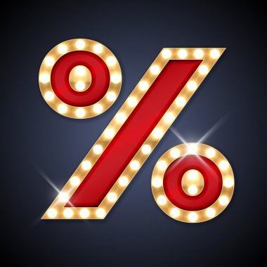 Vector illustration of realistic retro signboard Percent symbol