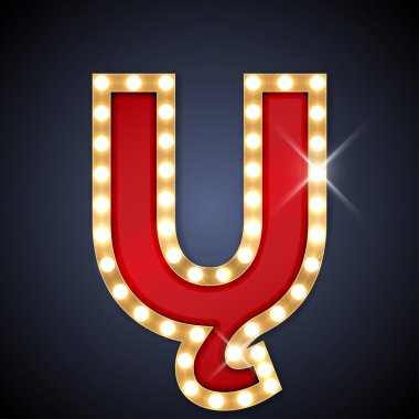 Vector illustration of realistic retro signboard U with ogonek