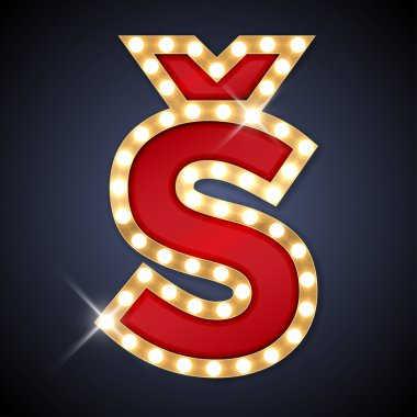 Gerçekçi retro tabela S caron ile vektör çizim