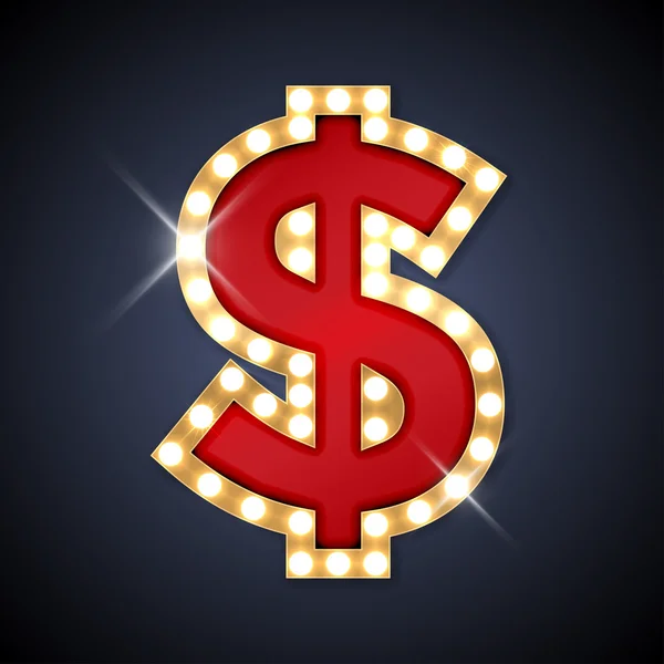 Vector illustration of realistic retro signboard Dollar sign — Stockový vektor