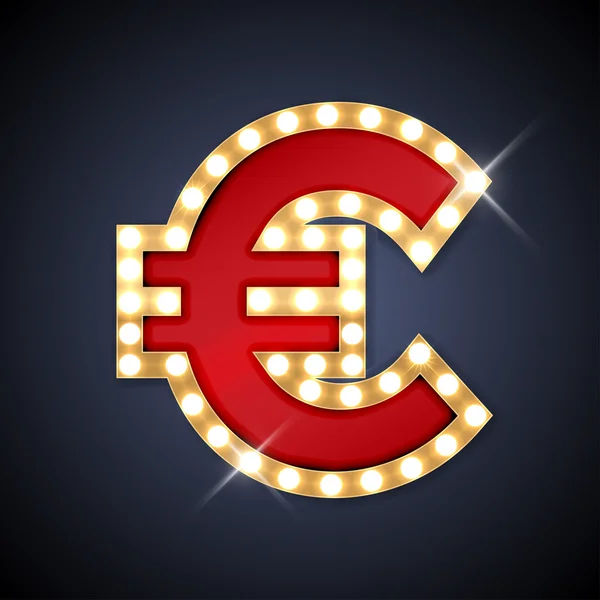 Vector illustration of realistic retro signboard letter Euro — 스톡 벡터