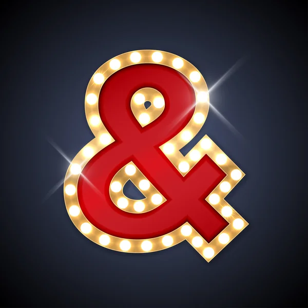 Vector illustration of realistic retro signboard Ampersand symbol, And sign — 스톡 벡터